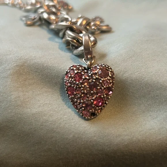 Fossil Silver Charm Bracelet with Pink and Purple Accents - Picture 8 of 12